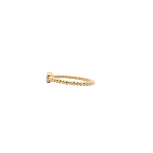 14K Yellow Gold Peridot Bezel Set Ring with Beaded Band Image 2 West and Company Auburn, NY