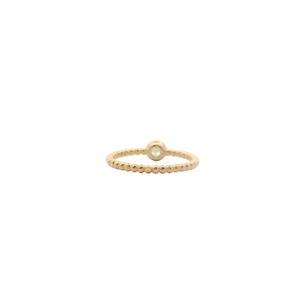 14K Yellow Gold Peridot Bezel Set Ring with Beaded Band Image 3 West and Company Auburn, NY