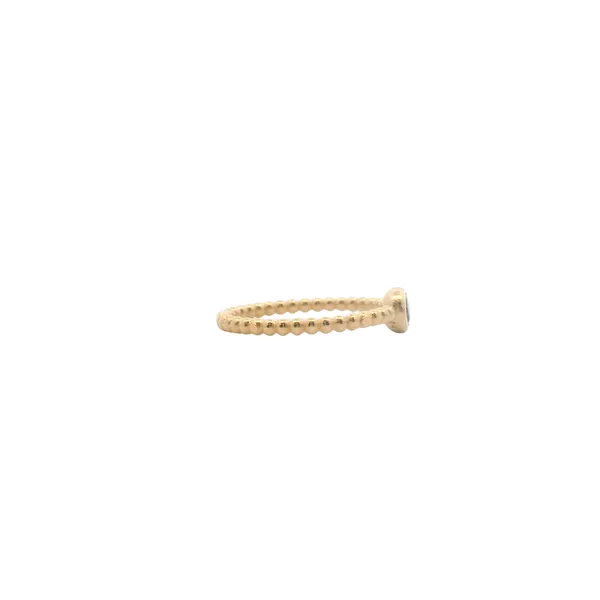 14K Yellow Gold Peridot Bezel Set Ring with Beaded Band Image 4 West and Company Auburn, NY