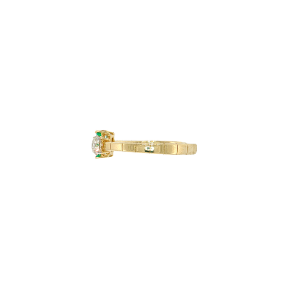 14K Yellow Gold Baguette Emerald and Round Diamond Negative Space Ring Image 2 West and Company Auburn, NY
