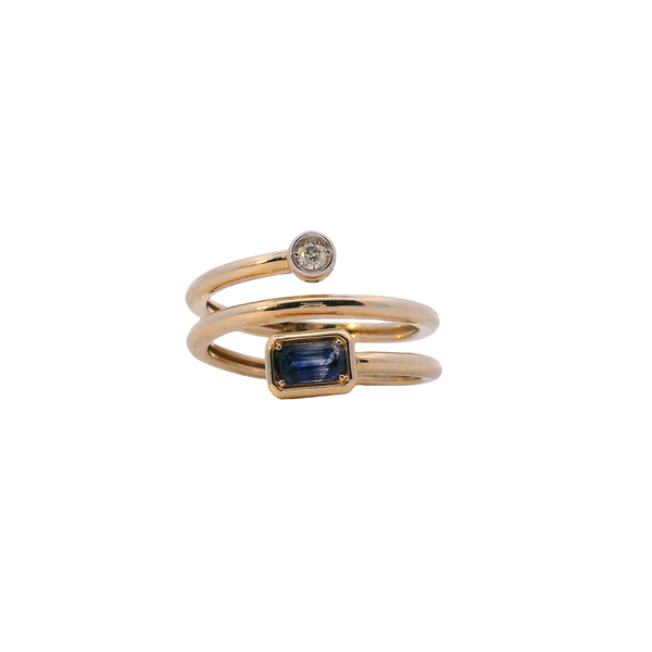 14K Yellow Gold Sapphire and Diamond Wrap Around Ring West and Company Auburn, NY