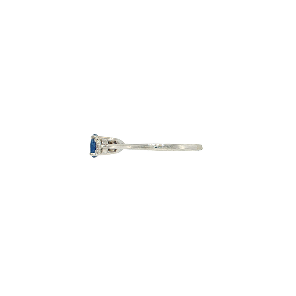 18K White Gold Natural Sapphire and Diamond Three Stone Ring Image 2 West and Company Auburn, NY