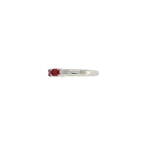 14K White Gold Emerald Cut Natural Ruby Band Image 2 West and Company Auburn, NY