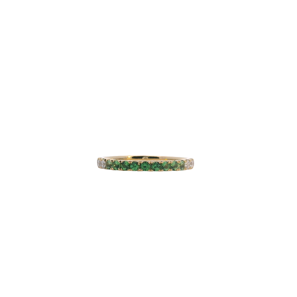 18K Yellow Gold Ombre Green Garnet and Diamond Ring (Tsavorite) West and Company Auburn, NY