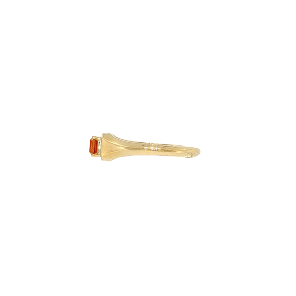 10K Yellow Gold East West Emerald Cut Citrine Signet Style Ring Image 2 West and Company Auburn, NY