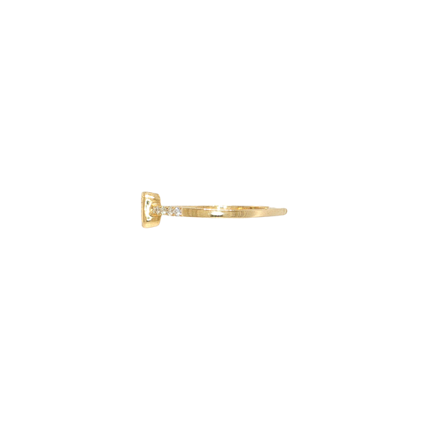 14K Yellow Gold Bezel Set Peridot and Diamond Ring with Milgrain Detail Image 2 West and Company Auburn, NY
