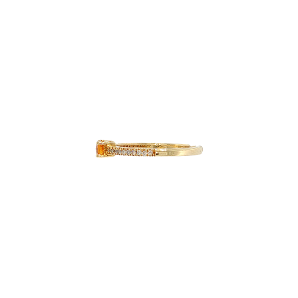 14K Yellow Gold East West Checkerboard Cut Citrine and Diamond Ring Image 2 West and Company Auburn, NY