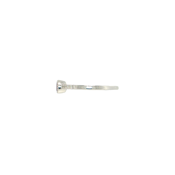 14K White Gold Bezel Set Garnet and Diamond Ring with Milgrain Detail Image 2 West and Company Auburn, NY