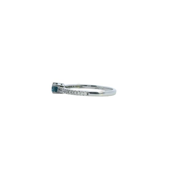 10K White Gold East-West Baguette London Blue Topaz Ring with Diamond Band Image 2 West and Company Auburn, NY