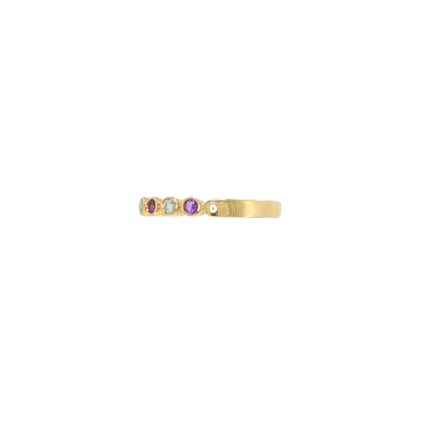 10K Yellow Gold Amehtyst and Diamond Bezel Set Band Image 2 West and Company Auburn, NY