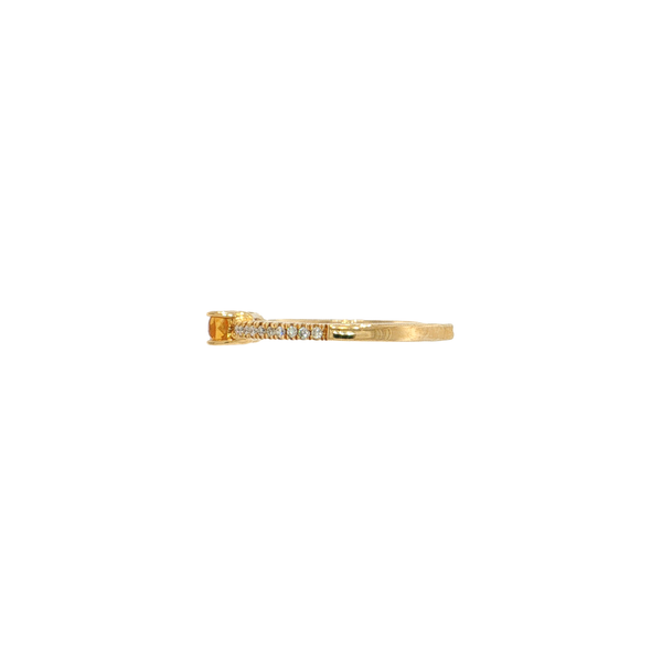 10K Yellow Gold East West Checkerboard Cut Citrine and Diamond Ring Image 2 West and Company Auburn, NY