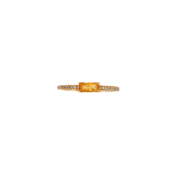 10K Yellow Gold East West Checkerboard Cut Citrine and Diamond Ring West and Company Auburn, NY