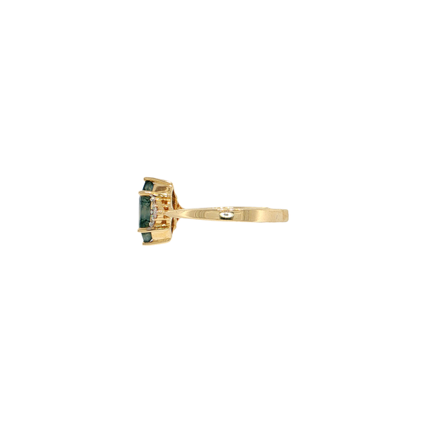 14K Yellow Gold Hexagonal Moss Agate and Diamond Ring Image 2 West and Company Auburn, NY