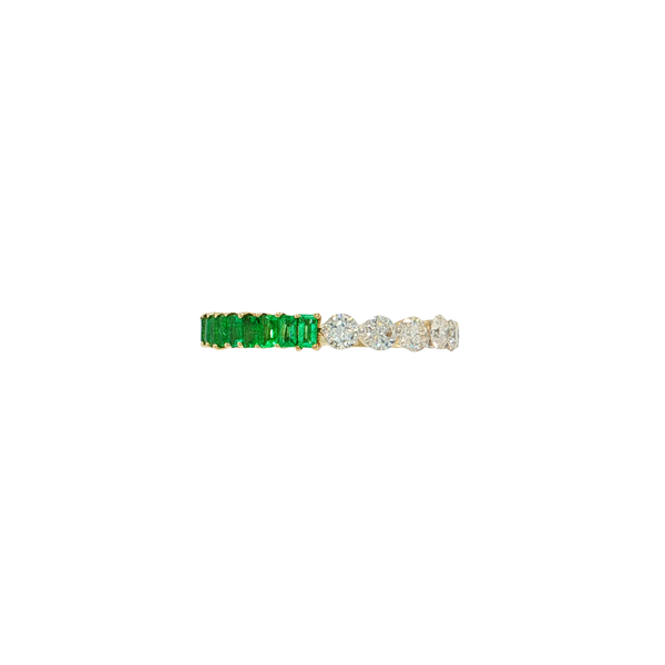 14K Yellow Gold Emerald and Diamond Band Ring West and Company Auburn, NY
