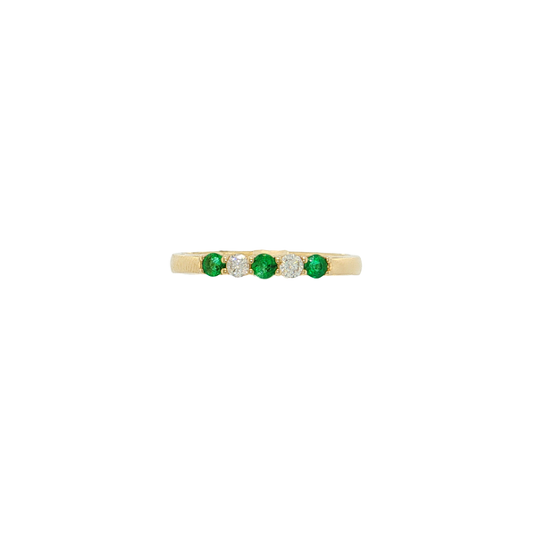 14K Yellow Gold Emerald and Diamond Band Ring West and Company Auburn, NY