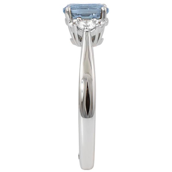 14K White Gold Aquamarine and Diamond Ring with European Shank and Surprise Diamond Image 3 West and Company Auburn, NY