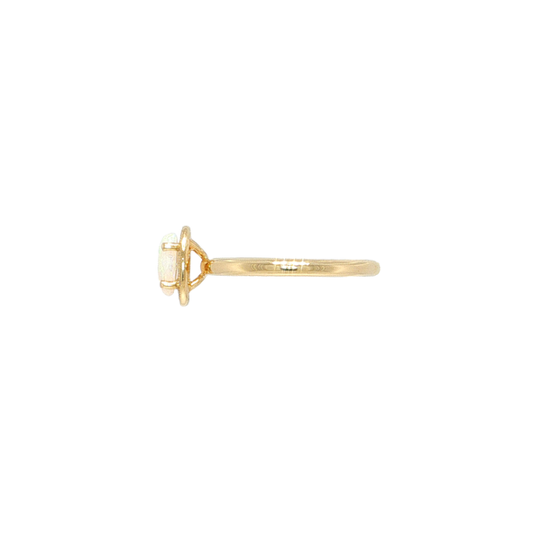 14K Yellow Gold Opal And Diamond Halo Style Ring with Milgrain Detail Image 2 West and Company Auburn, NY