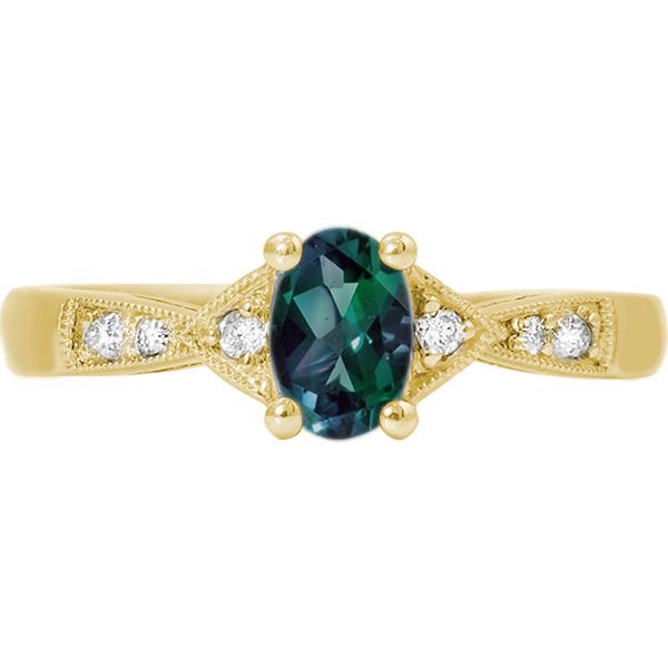 14K Yellow Gold Created Alexandrite and Diamond Ring West and Company Auburn, NY
