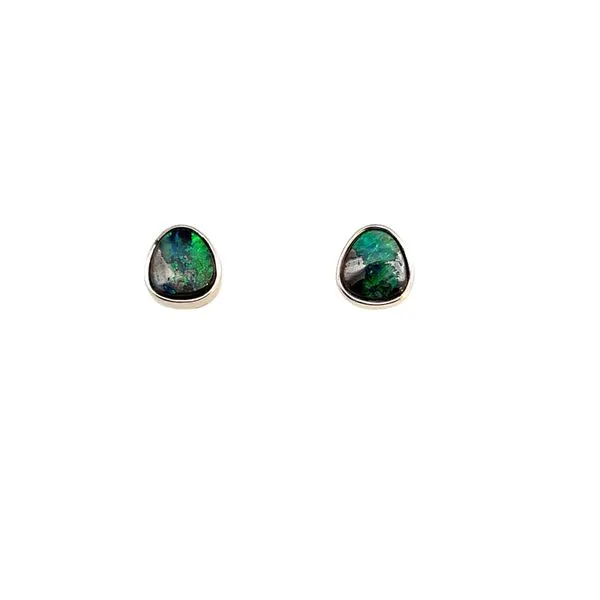 Sterling Silver Bezel Set Boulder Opal Earrings West and Company Auburn, NY