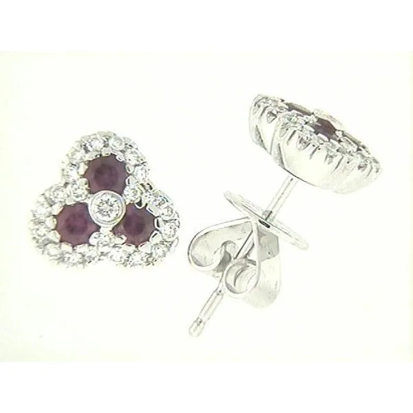 14K White Gold Natural Ruby and Diamond Earrings (.70TGW .14TDW) West and Company Auburn, NY