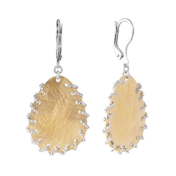Sterling Silver and 14K Gold Plated Whipstitch Leverback Earrings West and Company Auburn, NY