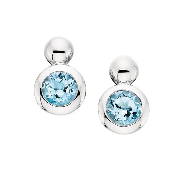 Sterling Silver Bezel Set Blue Topaz Earrings West and Company Auburn, NY