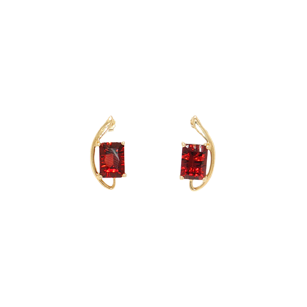 14K Yellow Gold Fantasy Cut Garnet Earrings West and Company Auburn, NY