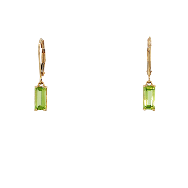 14K Yellow Gold Peridot Lever Back Earrings West and Company Auburn, NY