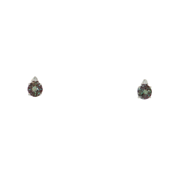14K White Gold Created Alexandrite Earrings with Diamond Accent West and Company Auburn, NY
