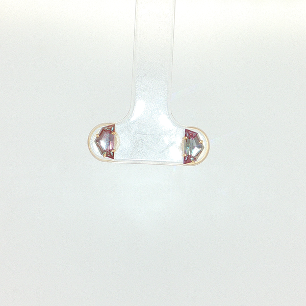 14K Yellow Gold Fancy Half Moon Cut Created Alexandrite Earrings Image 2 West and Company Auburn, NY