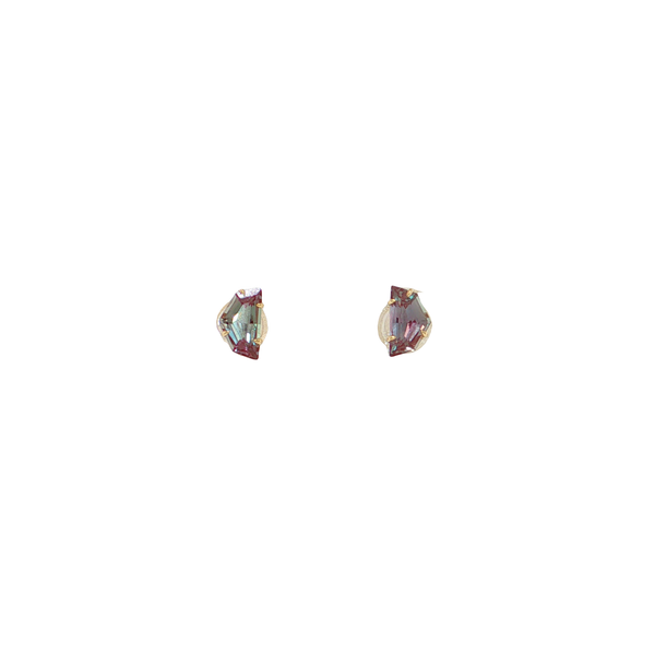 14K Yellow Gold Fancy Half Moon Cut Created Alexandrite Earrings West and Company Auburn, NY