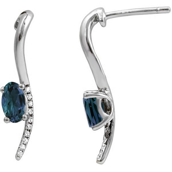 14K White Gold Created Alexandrite and Diamond Earrings West and Company Auburn, NY