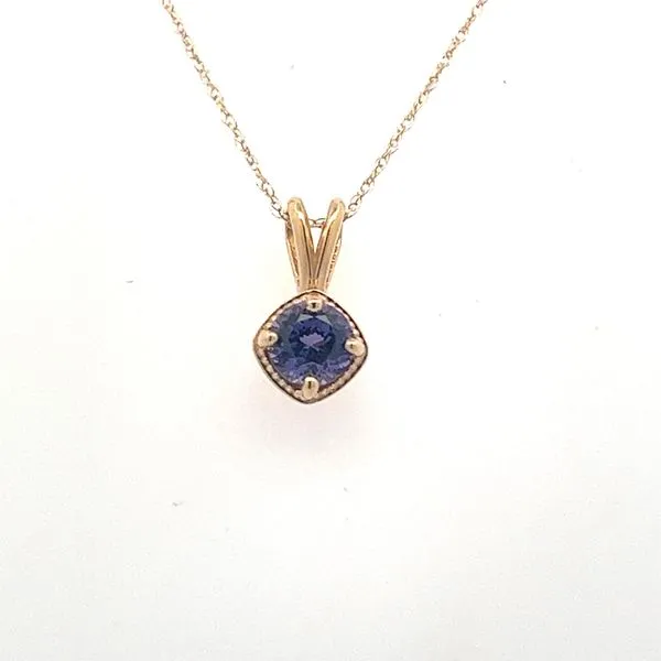 14K Yellow Gold Purple Sapphire Pendant with Beaded Design West and Company Auburn, NY