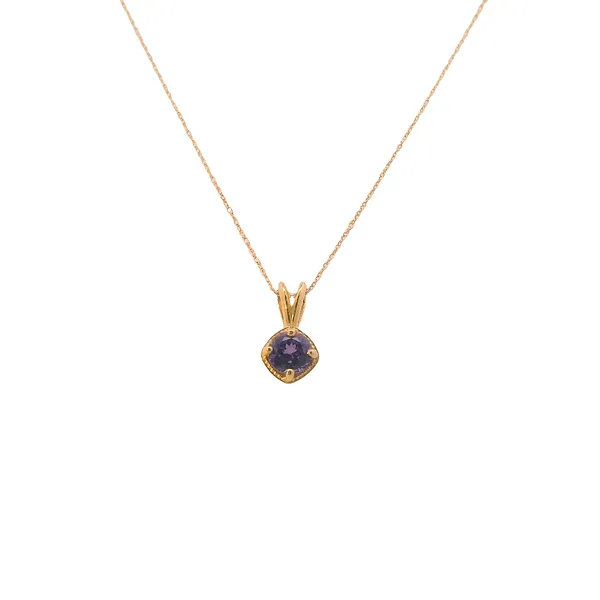 14K Yellow Gold Purple Sapphire Pendant with Beaded Design West and Company Auburn, NY