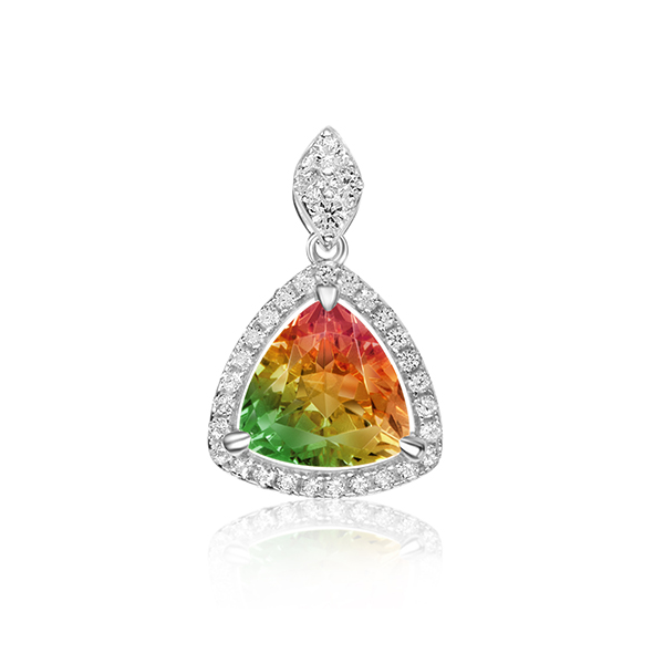 Sterling Silver Created Color Change Lusterine Pendant with White Lab Created Sapphires West and Company Auburn, NY