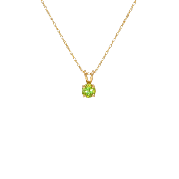 14K Yellow Gold Peridot Solitaire Pendant with Complimentary Presentation Chain West and Company Auburn, NY