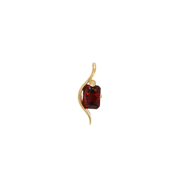 14K Yellow Gold Fantasy Cut Garnet Slide Pendant with Diamond Accent West and Company Auburn, NY