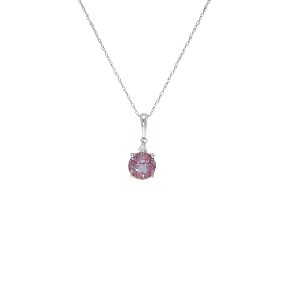 14K White Gold Created Alexandrite Pendant with Diamond Accent West and Company Auburn, NY