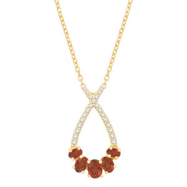 14K Yellow Gold Garnet and Diamond Pendant with Complimentary Presentation Chain West and Company Auburn, NY