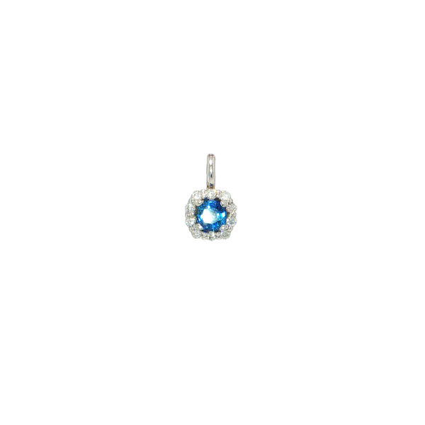 14K White Gold Sapphire and Diamond Pendant with Complimentary Presentation Chain West and Company Auburn, NY