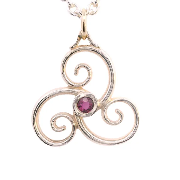 Sterling Silver Ruby Tricele Pendant with Yellow Gold Accent West and Company Auburn, NY