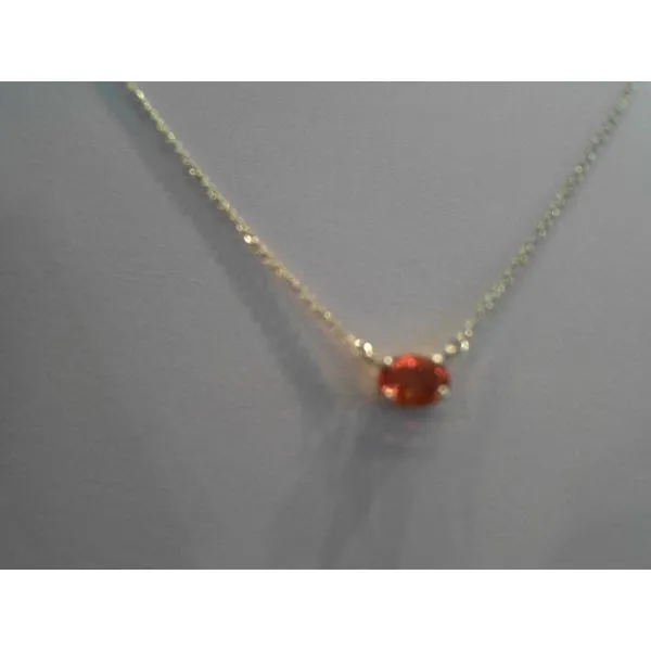 14K Yellow Gold East-West Set Fire Opal Necklace West and Company Auburn, NY