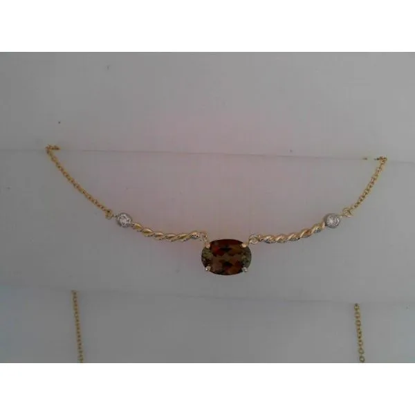 14K Yellow Gold Andalusite and Diamond Necklace West and Company Auburn, NY