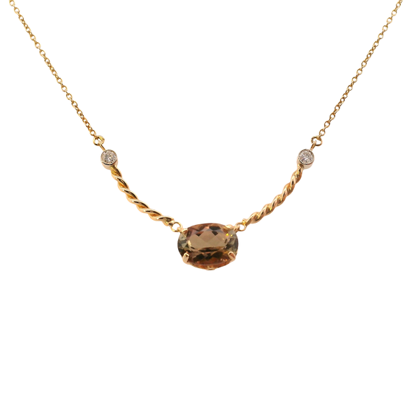 14K Yellow Gold Andalusite and Diamond Necklace West and Company Auburn, NY