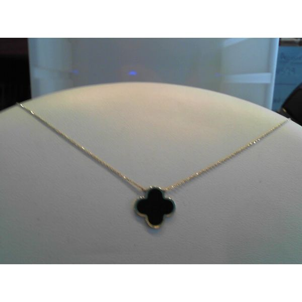 Black Clover Necklace Gold-colored Chain Stainless Steel Woman