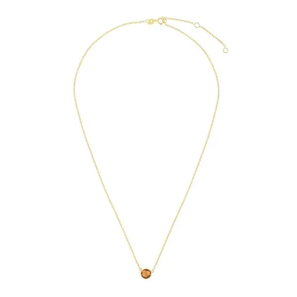 14K Yellow Gold Bezel Set Citrine Necklace Image 2 West and Company Auburn, NY