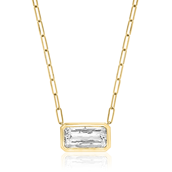 14K Yellow Gold Colorless Topaz Necklace West and Company Auburn, NY
