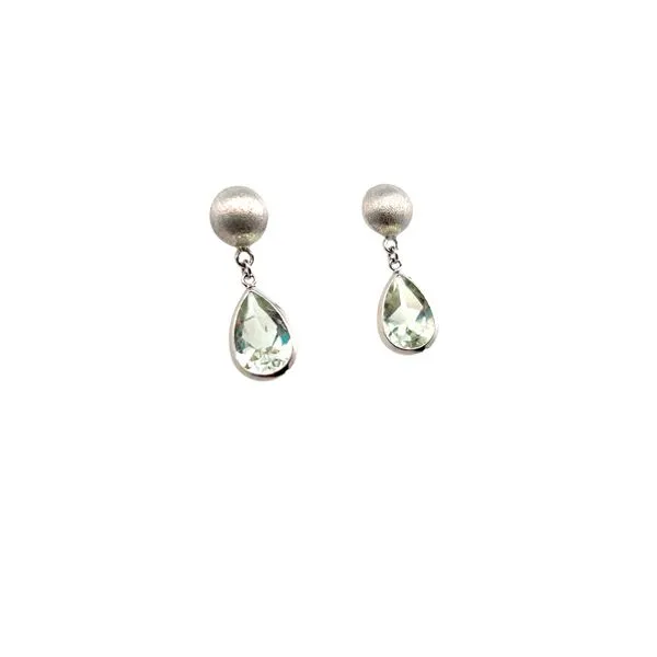 Sterling Silver Teardrop Bezel Set Green Amethyst Dangle Earrings Image 2 West and Company Auburn, NY