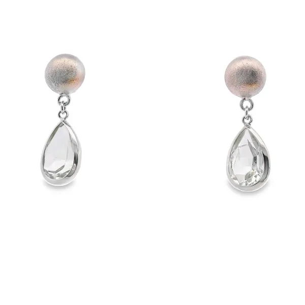 Sterling Silver Teardrop Bezel Set Green Amethyst Dangle Earrings West and Company Auburn, NY