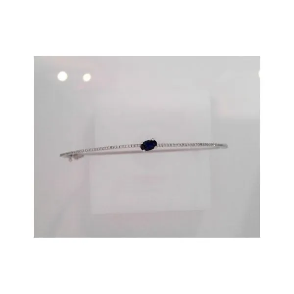 14K White Gold Sapphire and Diamond Bangle Bracelet West and Company Auburn, NY